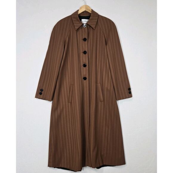 VTG Lily & Taylor Midi Coat 12 Brown Long Sleeve Pockets Button Front Oversized - Picture 3 of 16